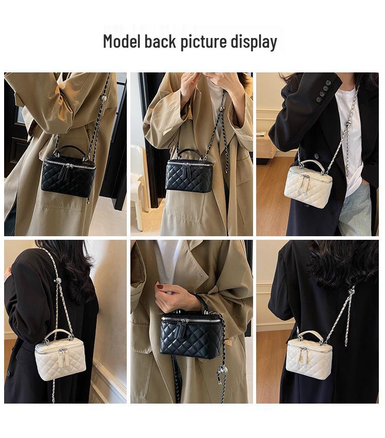 Women's 2025 Argyle Embroidery Small Handbag: Versatile Chain Crossbody, Handheld Box, Square Bag for Spring/Summer Fashion