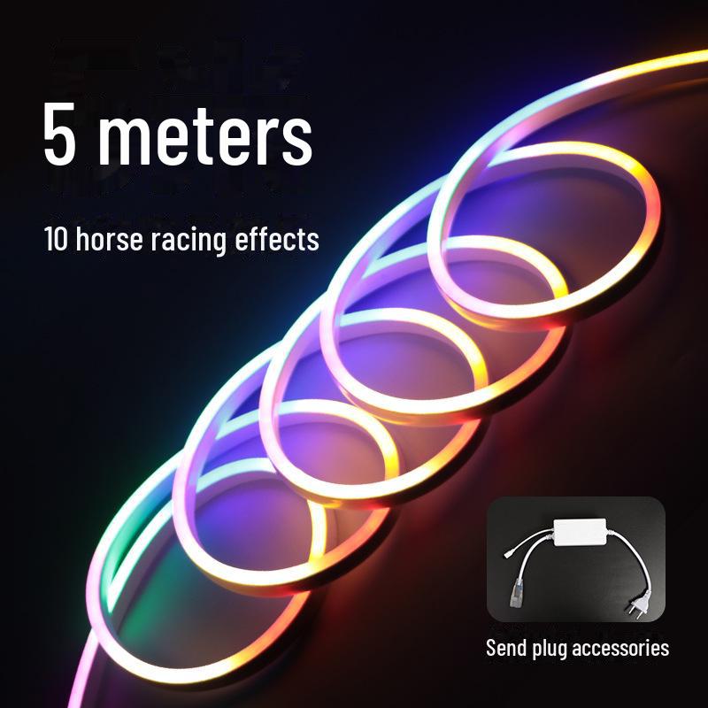 

Цветная светодиодная лента для скачек: Мигающий, бегущий, водонепроницаемый, гибкий неон для уличной атмосферы