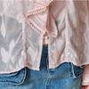 MAXZA Ruffle Lace V Neck Jacquard Chiffon Blouse Ze05qb002nh