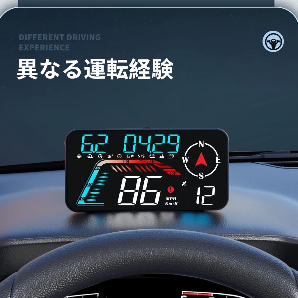 Wiiyii HUD GPS and Other Data with Fatigue Driving and Speeding Reminder Car Suitable for All No Compatibility Issues Head-Up Display, Speedometer,