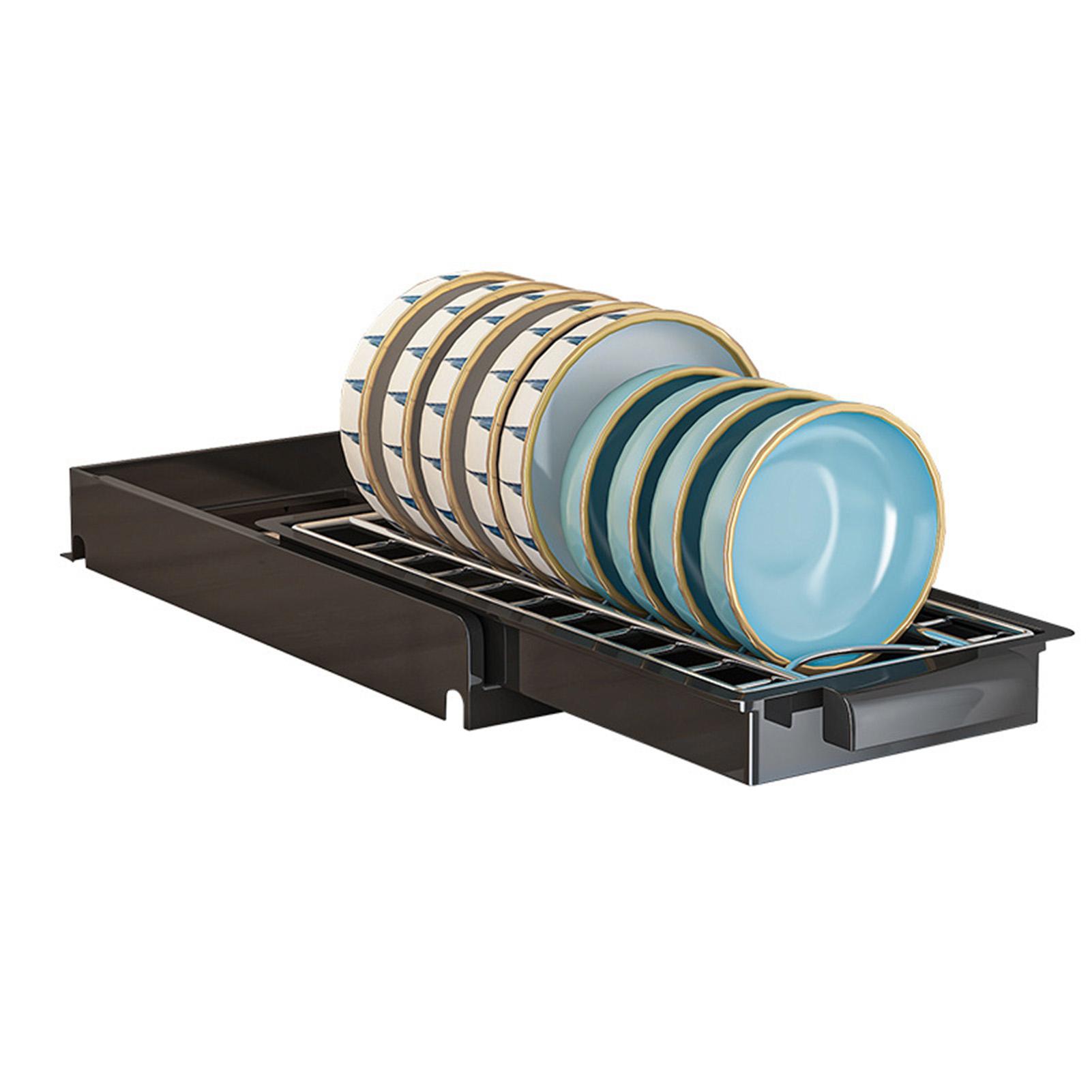 Stainless Steel Dish Rack Multipurpose Large Capacity Pull Out Type Single Layer Kitchen Dish Rack for Cabinet