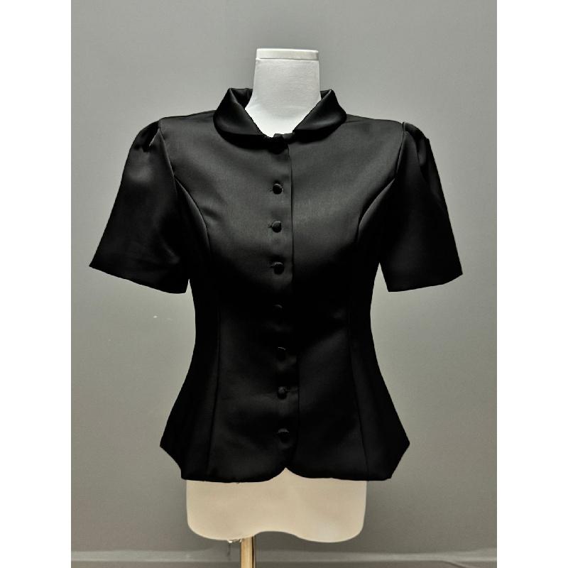 

2026 Spring and Autumn New Fashionable Design High-Quality Women s Casual Solid Color Short Sleeve Top L чорний