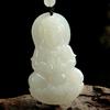 Men's Xinjiang Hotan White Jade Guanyin Pendant with Certificate