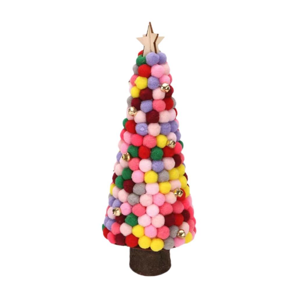 Wood Sculpture Christmas Tree Statue Decoration Collection Xmas Tree Figurine Ornament for Indoor Cabinet Office Housewarming