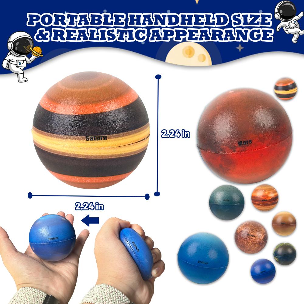 10 Sonnensystem-Stressbälle für Kinder und Erwachsene – Stressabbau, Planeten, Weltraumbälle, Lernspielzeug, Fidget-Spielzeug, Partyspiel, Geschenk