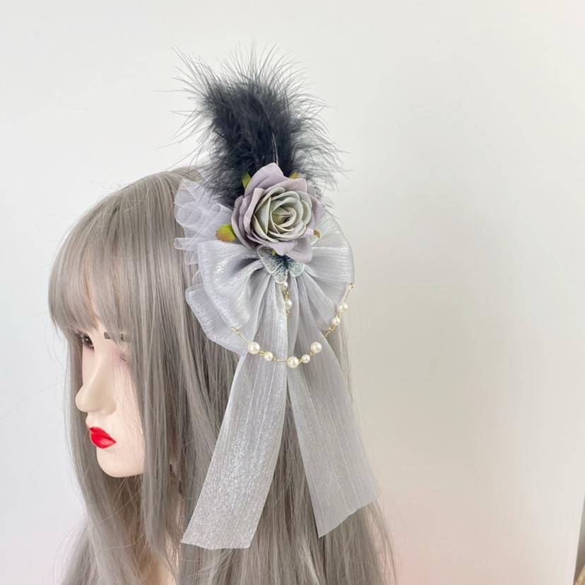 Original Handmade Swan Dance Grey Feather Hair Accessories Small Angel Street Hair Clip Grey KC Headgear Fascinator Hats