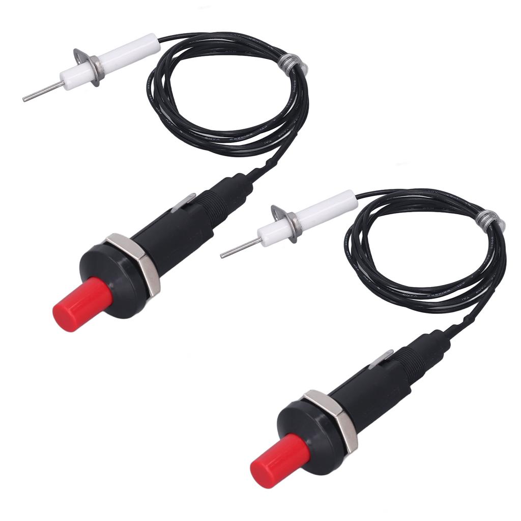 2 Pcs Piezo Igniter 1 Out 2 Push Button with Ignition Needle Wire 1 Meter Piezoelectric Ignition for Fireplace Oven