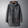Autumn Large Size Fashion Solid Color Mid-length Hooded Windbreaker