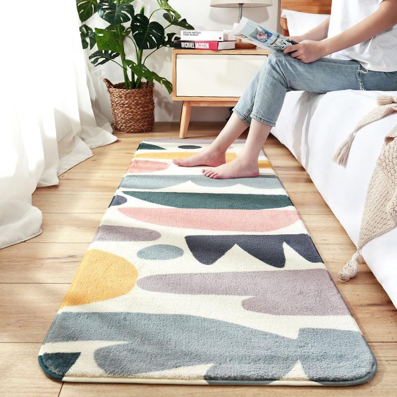 Scandinavian Ins Style Indoor Carpet Faux Cashmere Bedroom Living Room Carpet Full Laying Non-slip Sofaj Foot Mat