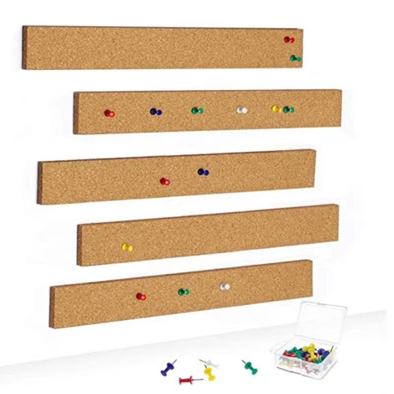 8Pcs Self Adhesive Corkboards for Wall, Long Cork Board Strips Frameless Cork Board Strips for Kitchen Office Display
