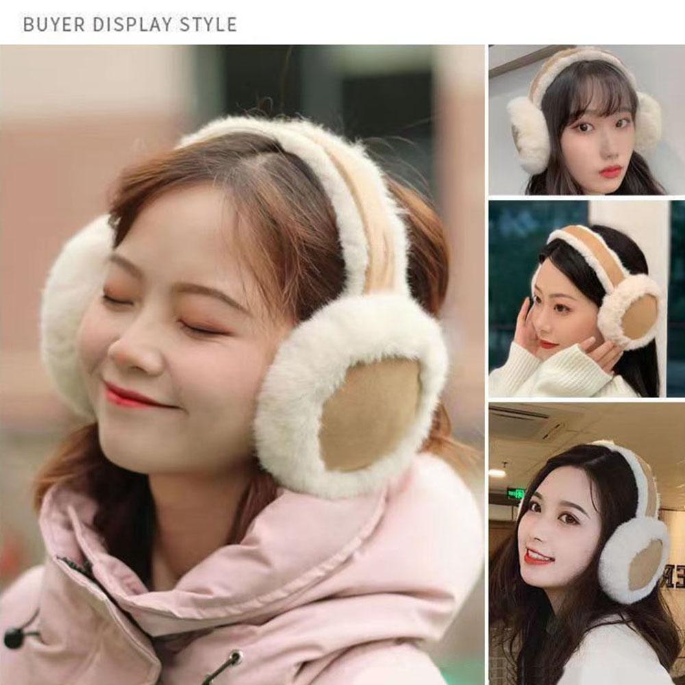 Winter Warm Earmuffs Cute Warm Brown Suede Plush Earmuffs Women's Maillard Collapsible Soft And Thick Earmuffs Winter Wear