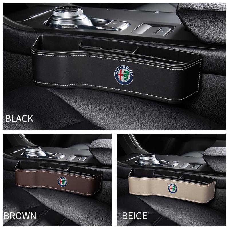 1Pc Leather Car Seat Gap Storage Box Phone Keys Organizer For Alfa Romeo Giulietta 159 147 156 166 Mito Giulia GT Stelvio Tonale