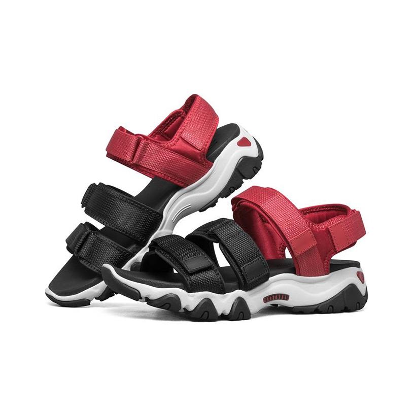 Skechers DLites 2.0 Mesh Comfortable Beach Sandals Women Sandals Black White Red 66666284-BKRD