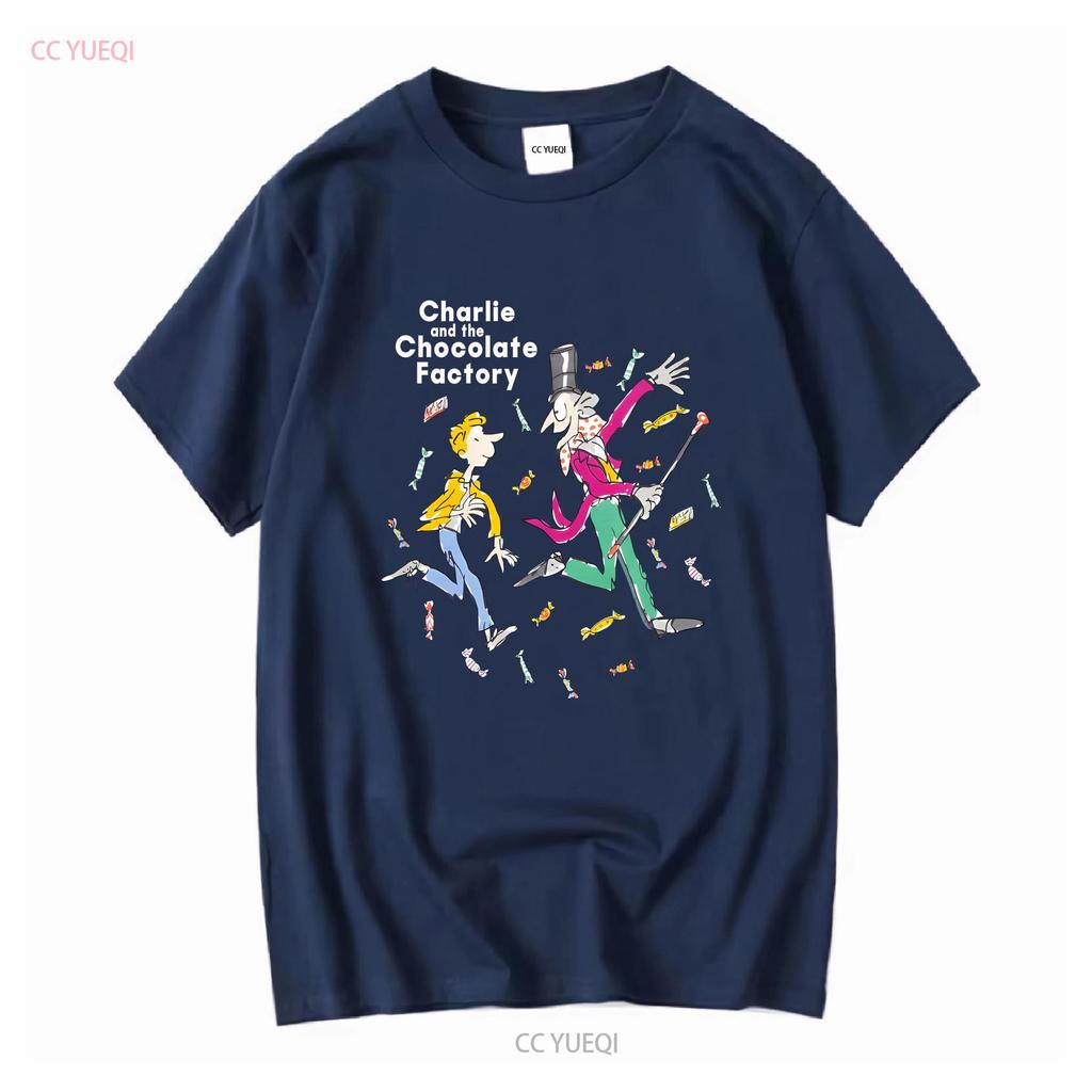 CHARLIE UND DIE SCHOKOLADENFABRIK Kinder T-Shirt lang- oder kurzärmelig Vintage Gewaschene Mode Bequemes Oberteil für den Alltag