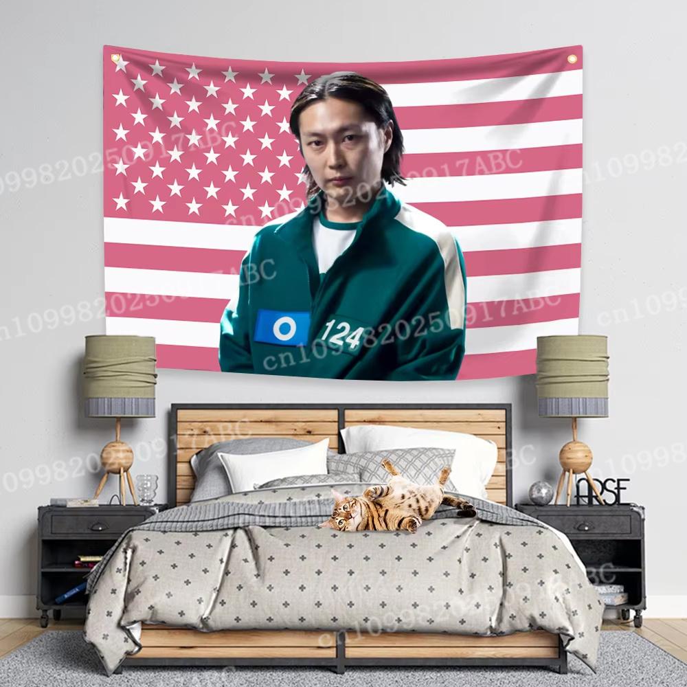 Tapestry z flagą amerykańską Dziury Cyfrowe Baner Tapestry Klasyczna Dekoracja Zewnętrzna Wewnętrzna Pokój Garaż Ogród Wentylator Prezent Tapestry Domowe