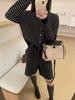 Women's 100% Pure Wool Striped Cardigan with Gold Buckle - Korean Style Versatile Knitwear Sweater
