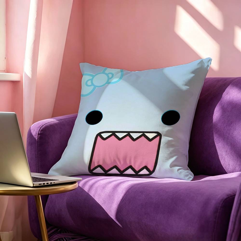 Cute Domokun Pillow Case Square DoubleSided Sofa Cushion Cover Bedroom Bedside Pillow