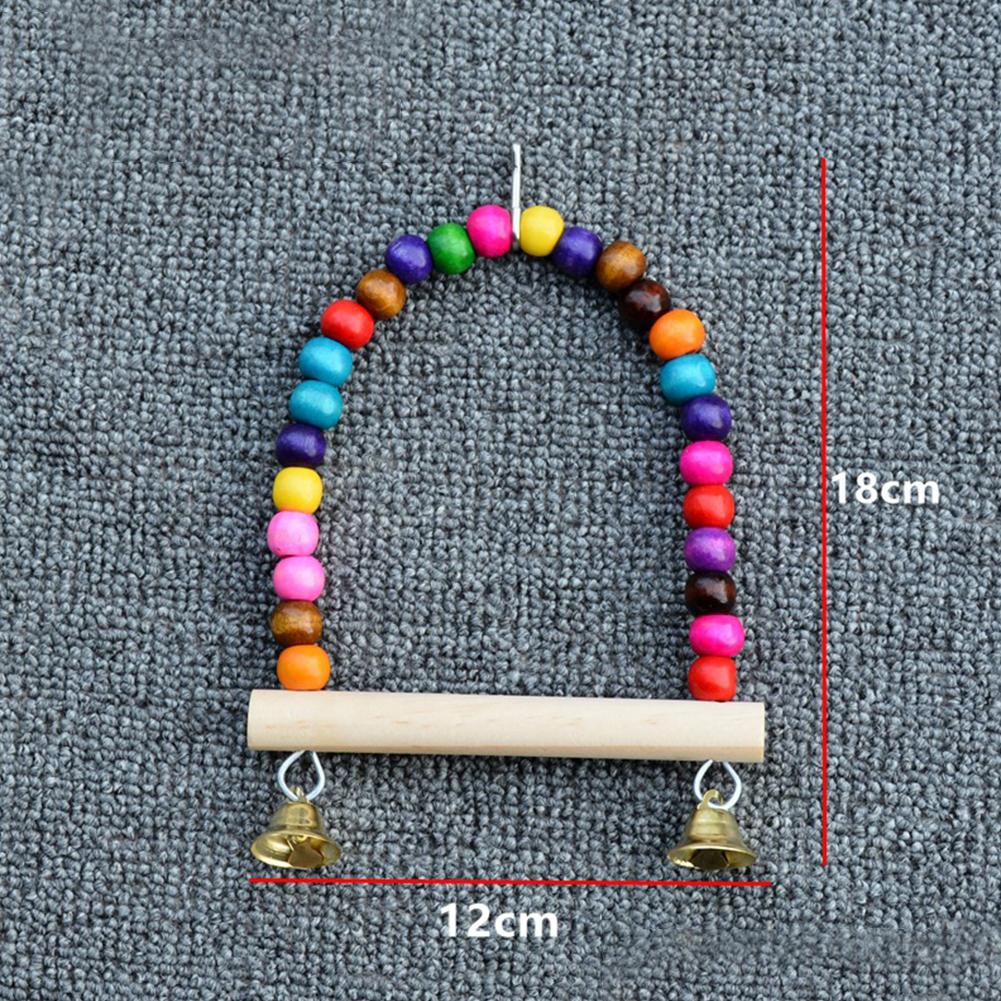Bird Swing Toy Parrot Cage Toy Natural  Perch With Plastic Beads