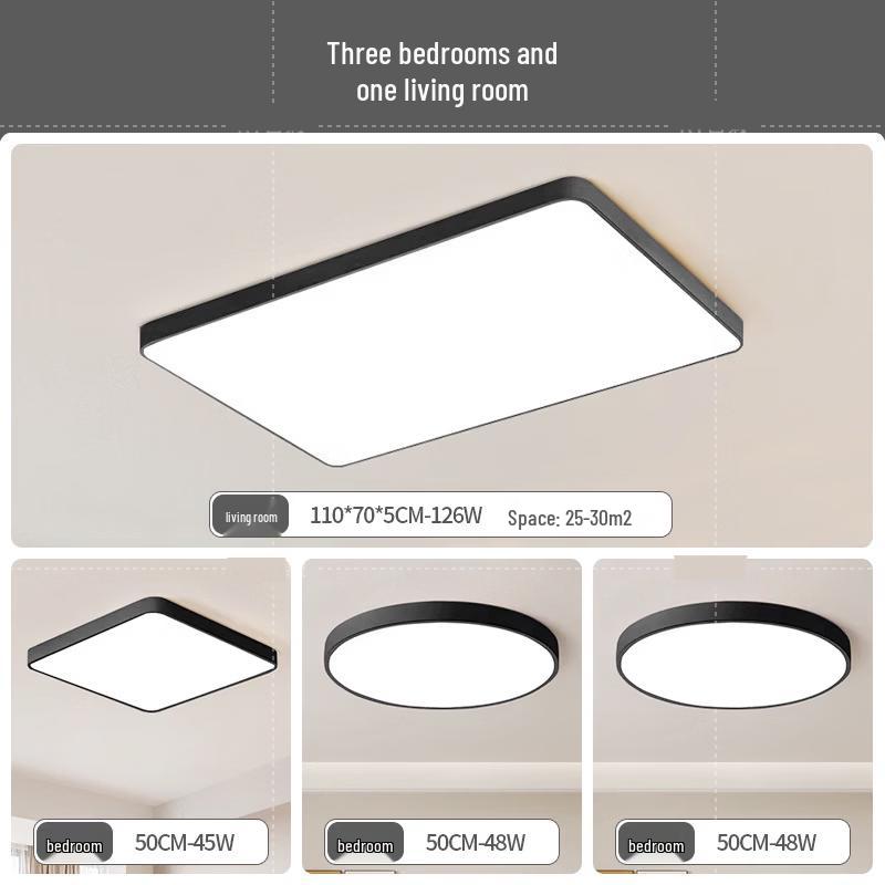 MengPao Modern Rectangular LED Ceiling Lamp with 3-Color Dimming