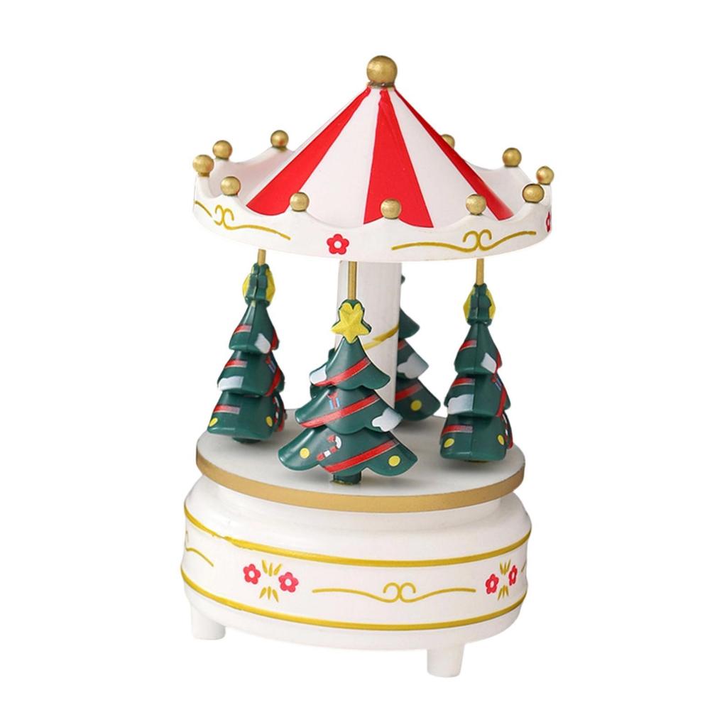 Christmas Carousel Music Box Decoration Multipurpose for Mom Grandmother Gift Lightweight 10.5x17.5cm Xmas Tree Design