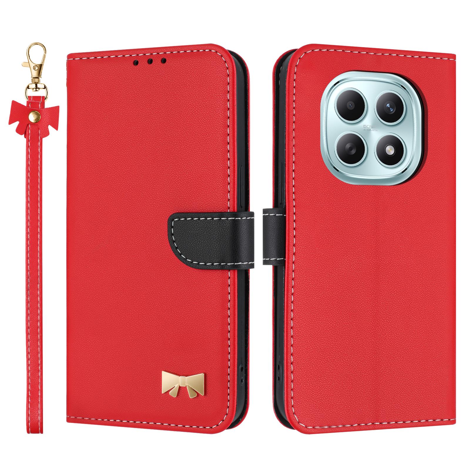 

For Xiaomi Poco M8 5G/Redmi Note 15 5G (Global)/15 4G (Global) Case Bowknot Decor Wallet Leather Phone Cover with Wrist Strap