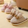 Rabbit ear bow cotton slippers women's winter home couple thickened non-slip soft bottom fluffy thickened warm