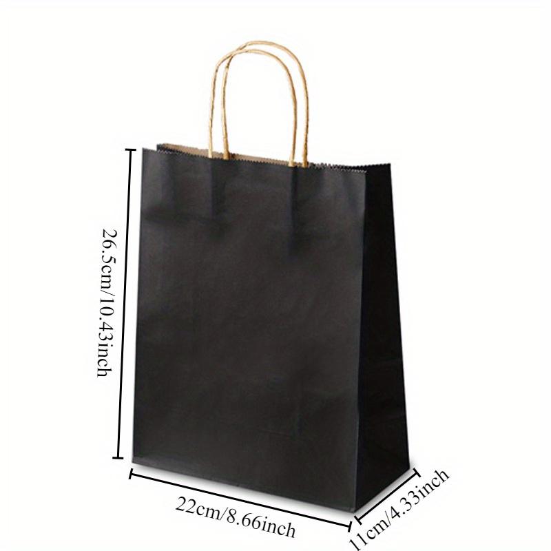 10pcs Black Kraft Paper Gift Bags with Handles Perfect for Retail Shopping, Party Favors, and Gift Packaging - Eco-Friendly Reusable Gift Totes