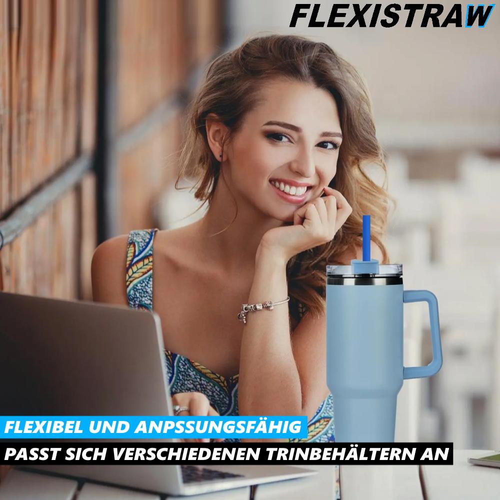 FLEXISTRAW Brčka Silikonová brčka Opakovaně použitelná Modrá s krabičkou [Sada 6 kusů]