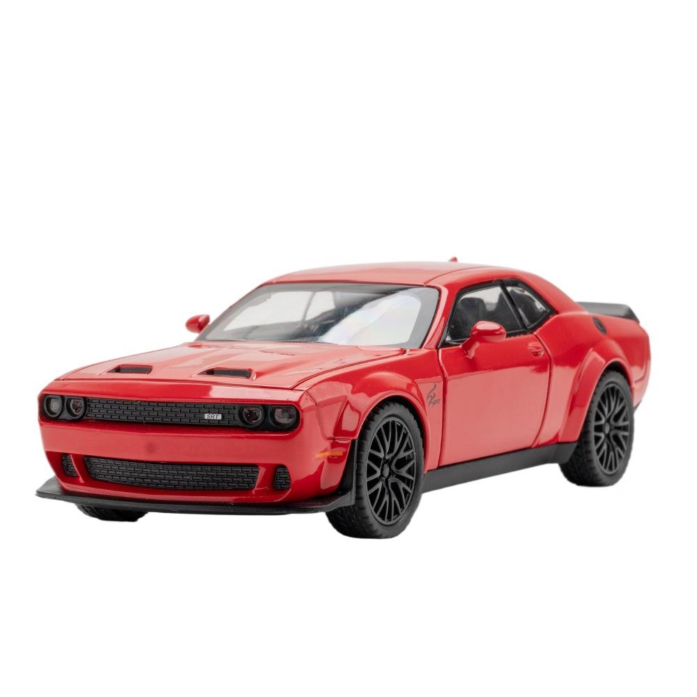 1/32 Dodge Challenger SRT Hellcat Model Hračky Kovový Odlévaný Miniatura 1:32 Zvuková a světelná kolekce vozidel Dárek pro kluky