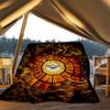 1pc Stained Glass Window Print Outdoor Blanket, Lightweight Polyester,