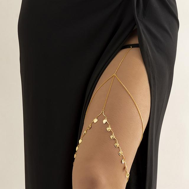 IngeSight.Z Sexy Multilayer Tassel Pearl Clip Bead Leg Chain for Women Simple Adjustable Elastic Thigh Chain Beach Body Jewelry