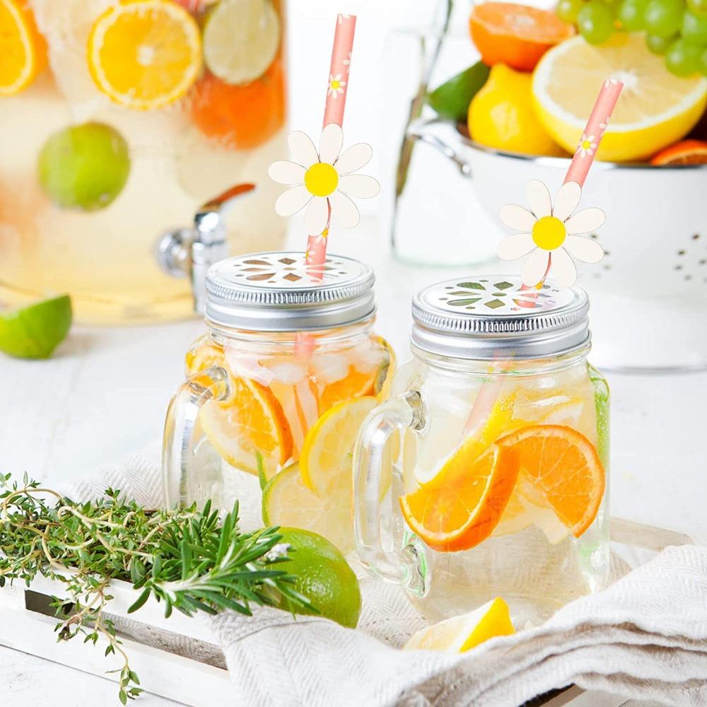 20pcs Eco Friendly Disposable Straws Paper Drinking Straw Party Supplies Daisy Straws  Wedding