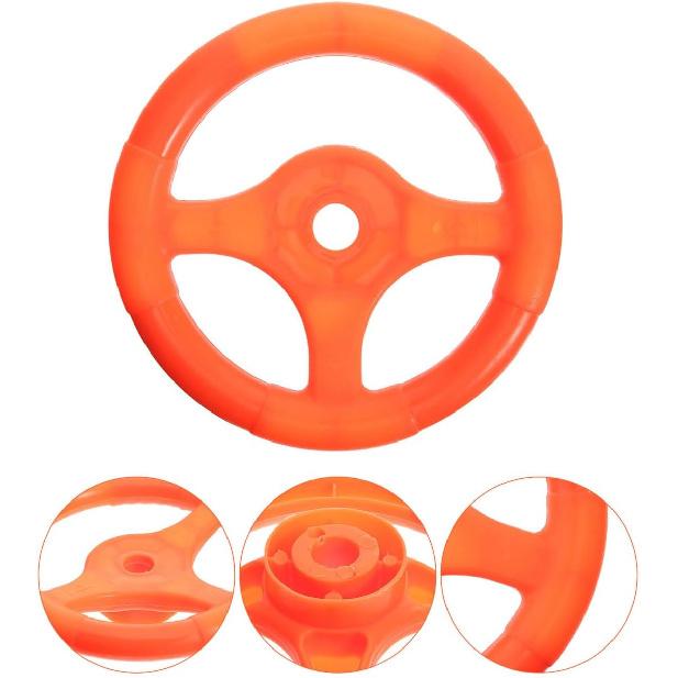 Universal Orange Plastic Steering Wheel Toy for Kids, Compatible with Rocking Cars, Bumper Cars, Go-Karts, Easy To Install, 6.49 Inch, Essential