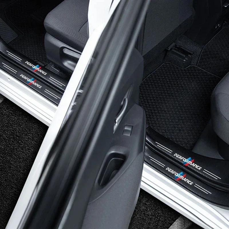 Carbon Fiber Car Stickers Door Sill Protection Film Accessories For BMW Performance X5 X6 E30 E34 E53 E61 E62 E93 GT G30 G20 G05 MD2