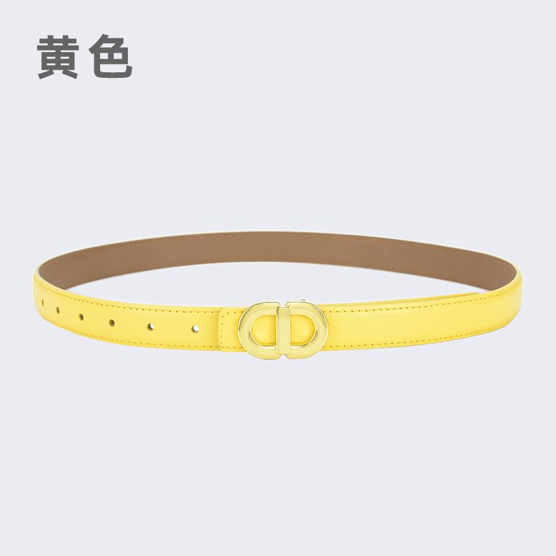 Ladies Belt Letter Alloy Buckle Simple Decorative Belt Leather Student Daily Casual Wear