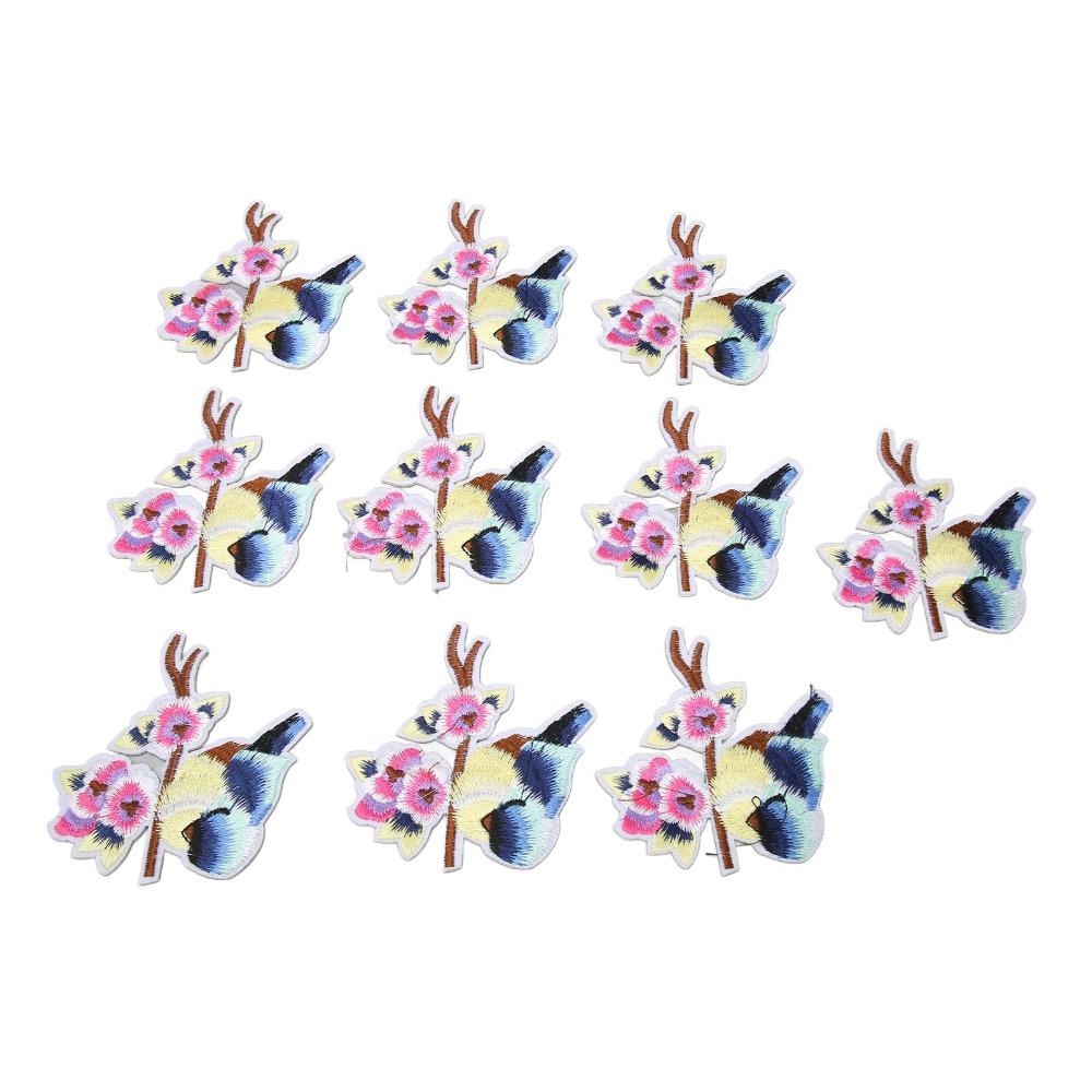 10pcs Bright Colors Embroidery Patches Bird Flower Style Sew On Patches Iron On Patches For Clothes