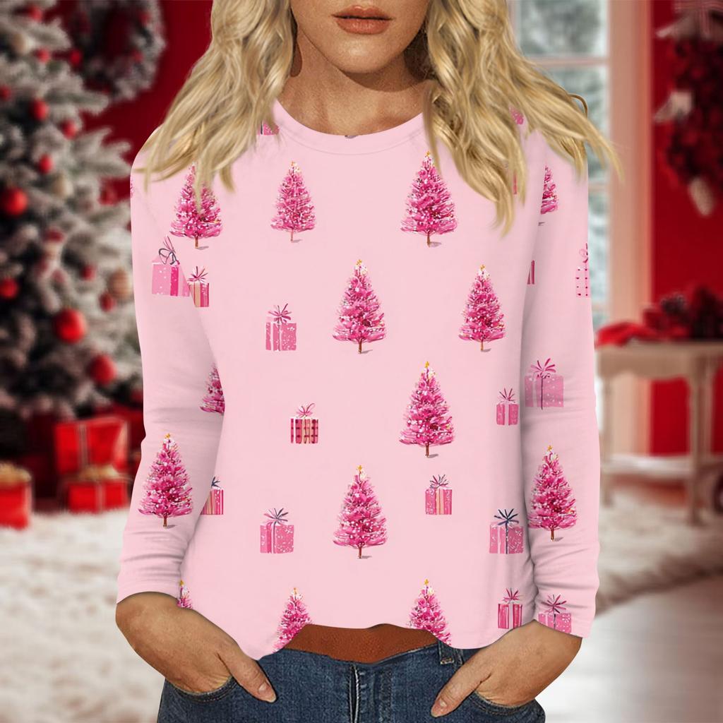 Women's Daily Casual Long-sleeved Printed O-neck Top