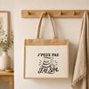Sac cabas - PLANETEE - J'peux pas j’ai Spa minimaliste - toile jute &amp; coton - 21 L - Beige/illustration noire