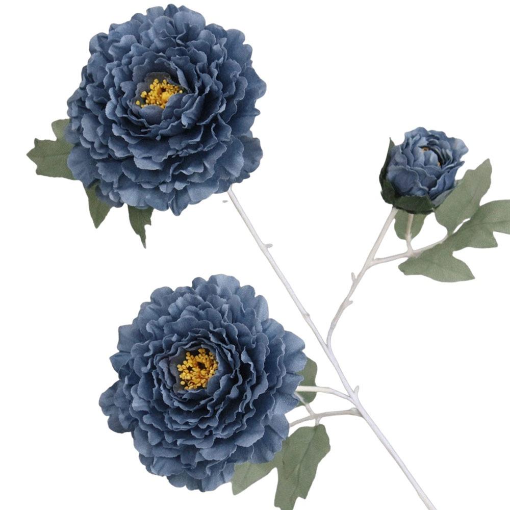 

3 Heads Artificial Peony Flower Silk Floral Arrangement Flowers Bouquet Realistic Multicolor Simulation Flowers темно-синий