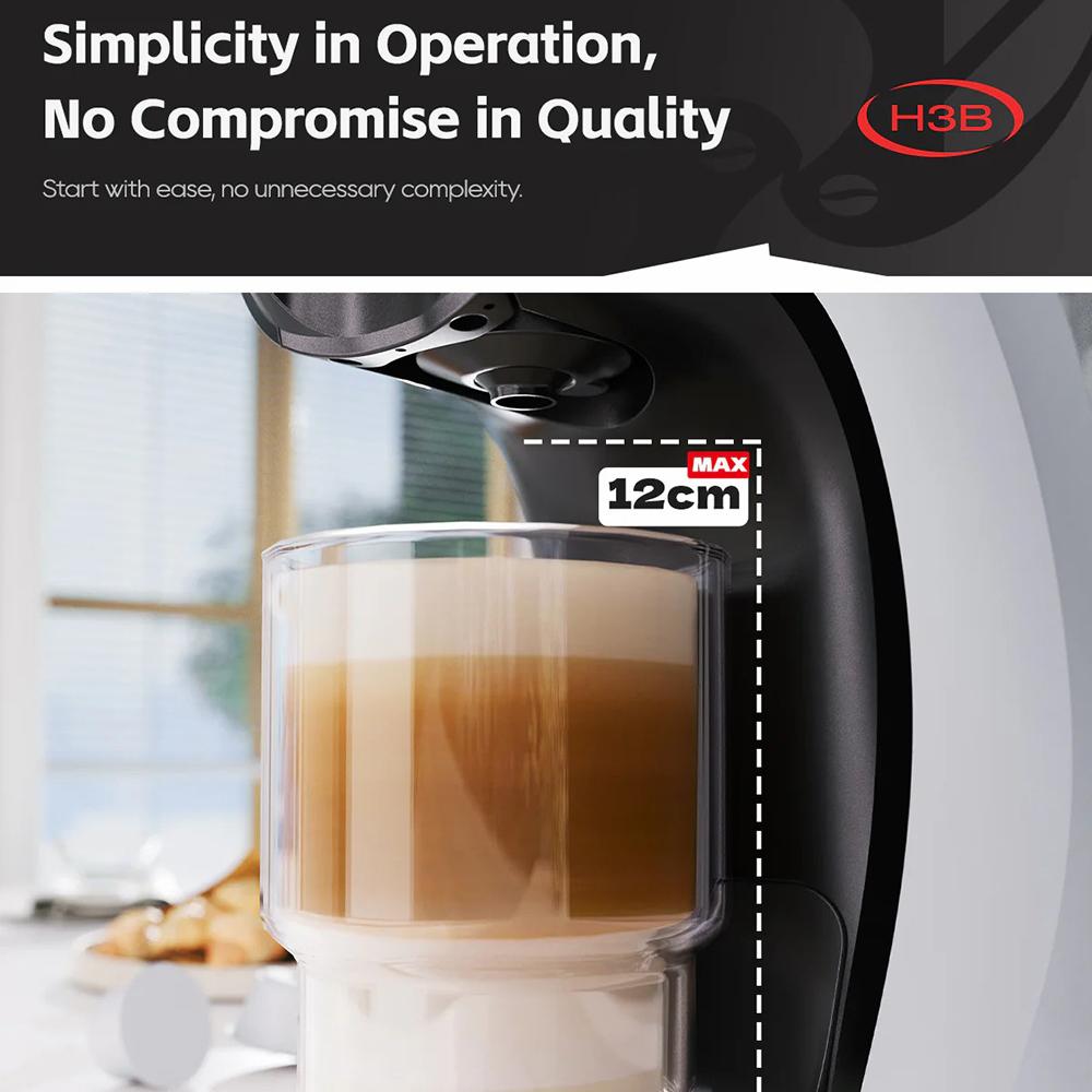Capsule Coffee Machine HiBREW Automatic Cleaning 19Bar Pressure Works With 3 IN 1 White H3B