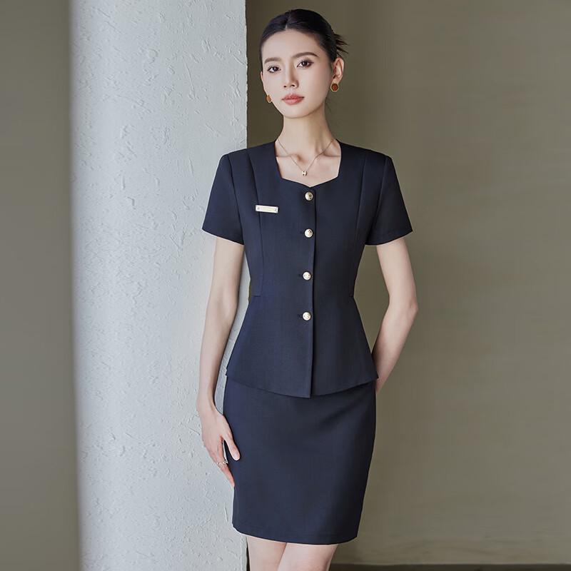 Tluoman Women's Short-Sleeve Professional Suit Set