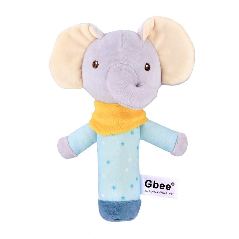 Gbee Красочная плюшевая погремушка-животное - Успокаивающая игрушка для младенцев 0-1 год