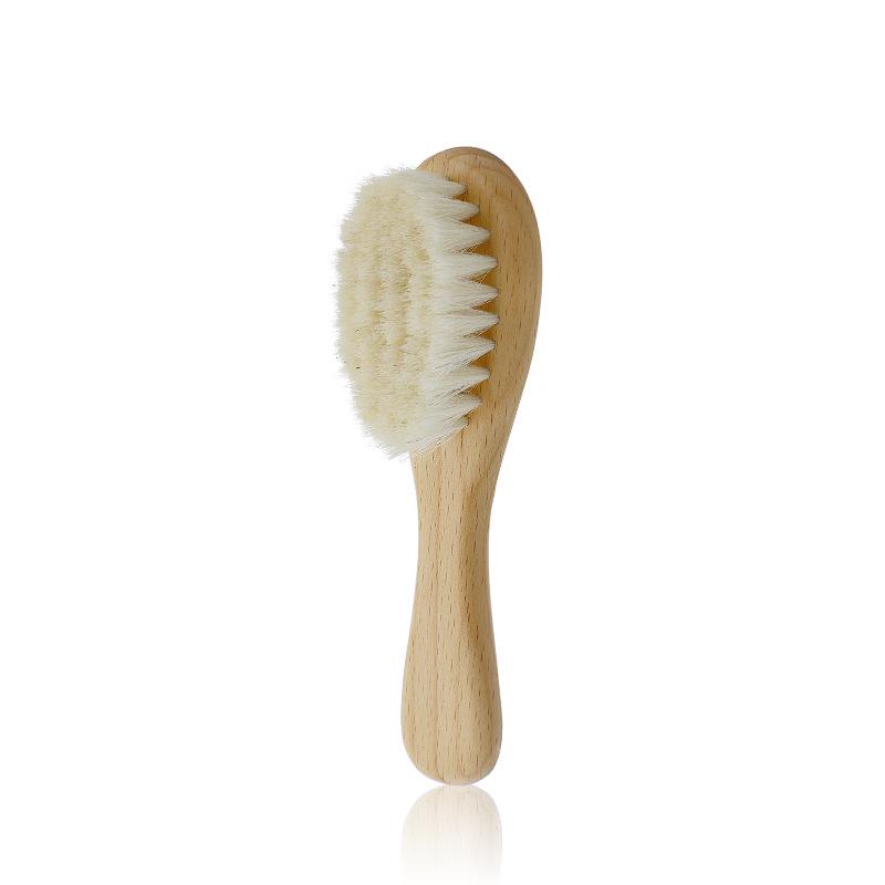 Ensemble Brosse & Peigne en Laine de Bois de Hêtre pour Nouveau-nés - Solution pour la Croûte de Lait & le Massage du Cuir Chevelu
