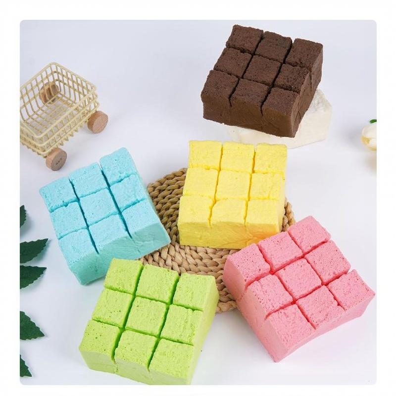Colorful Slow Rebound PU Squeeze Toy Simulated Tofu Bread Anti Stress Toy for Adult Daily Relaxation