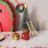 Yousheng Miniature Christmas Scene Model Wooden Elf Door Set Handmade Mini Wood Door Festive Holiday Dollhouse Decor