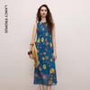 LANCY Printed Sleeveless French Resort Style Long Dress