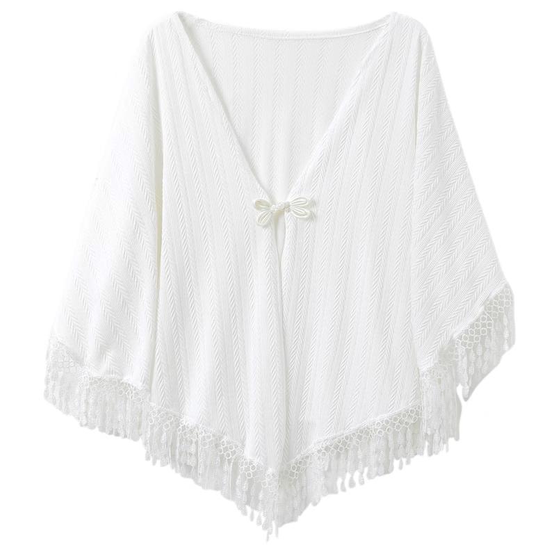 Women s Chinese Style Bowknot Tassel Summer Shawl One Size