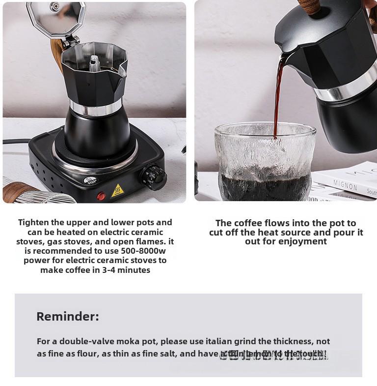 Italian Octagonal Mocha Pot - Aluminum Coffee Maker for European Brewing