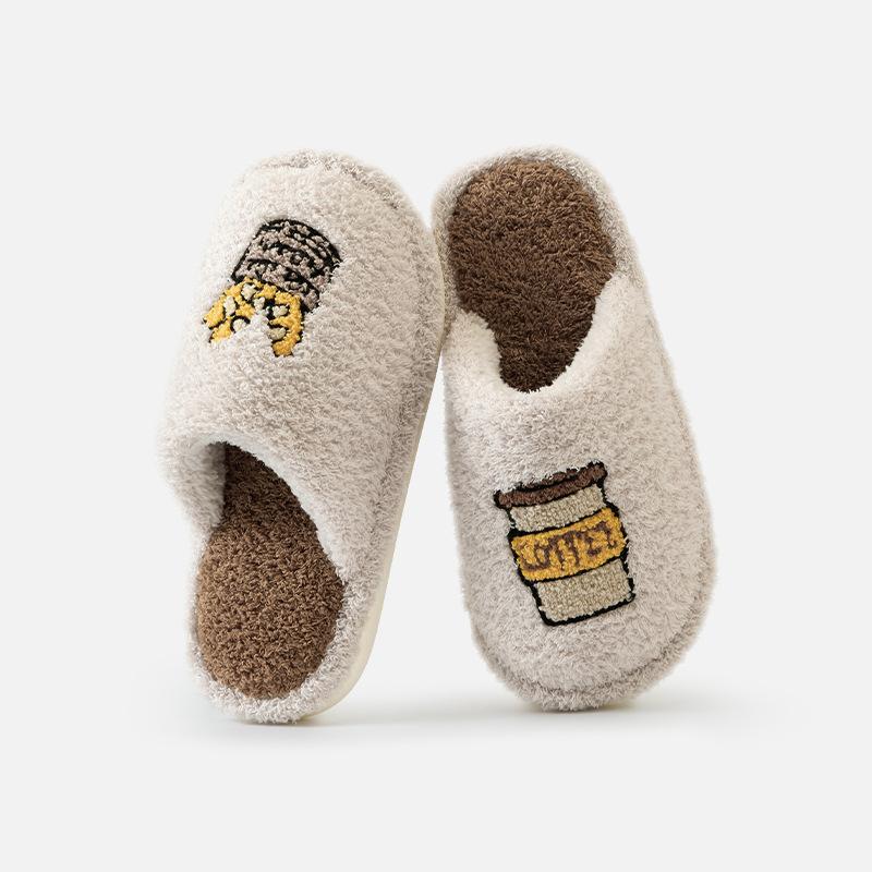 Plush Shoes with Fleece for Warmth and Anti-slip Home Cotton Slippers
