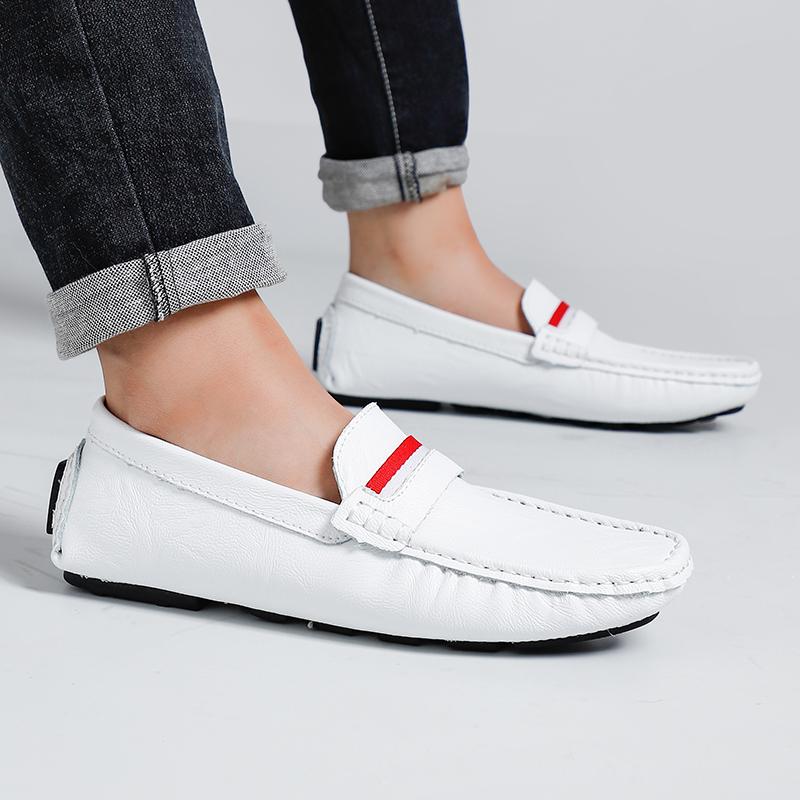 Fashion Fashion Men Leather Bean Shoes Flats Casual Loafers Large Size 38-47 Korean Style Outdoor Non-slip Leather Driving Shoes Shoes